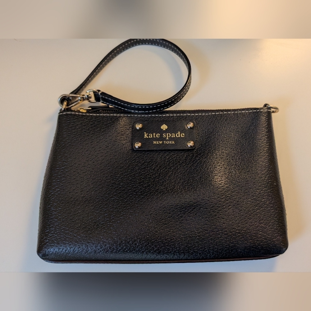 Kate Spade Black Leather Wristlet Clutch